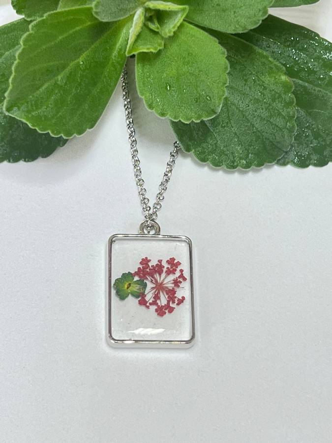 Fynbos Blast Rectangle Silver Frame Resin Jewellery