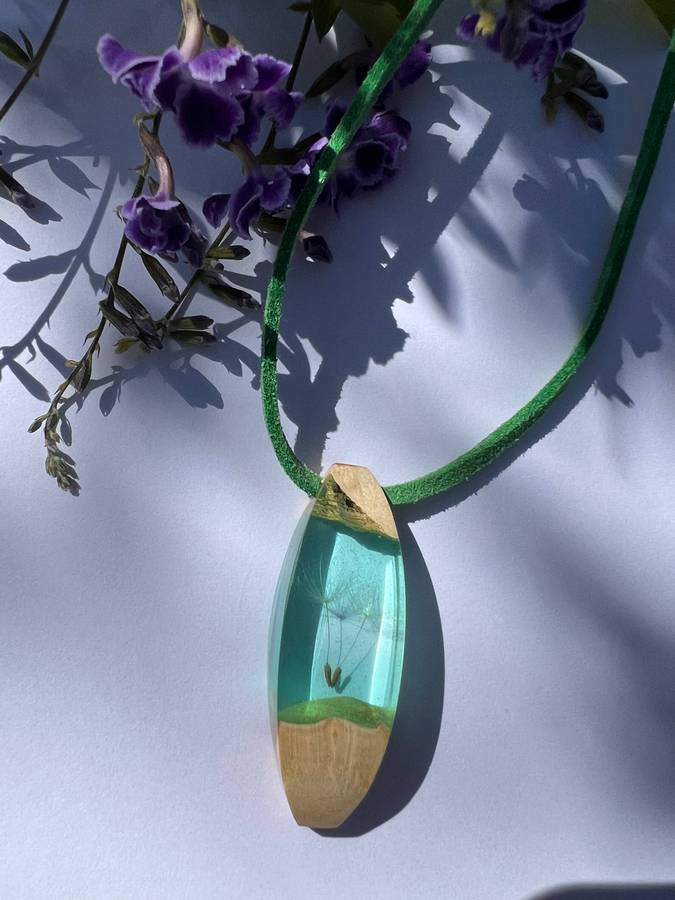 Dandelion Dream Resin Necklace