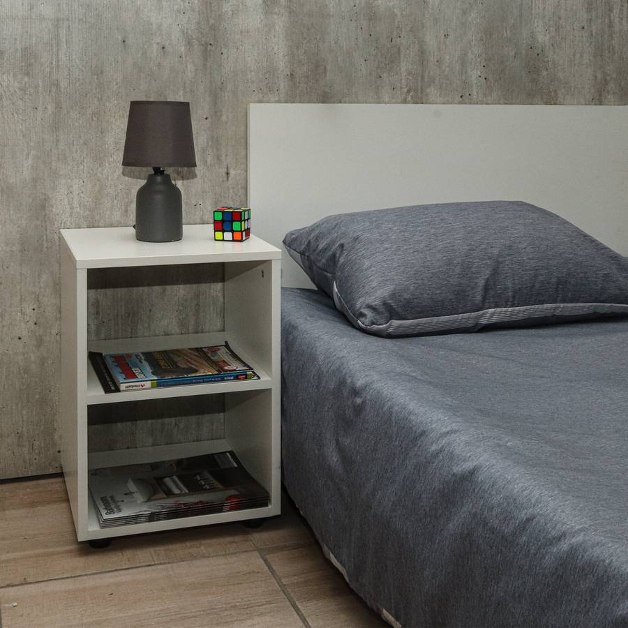 Denver Home | Bed Side Pedestal with Shelf | White