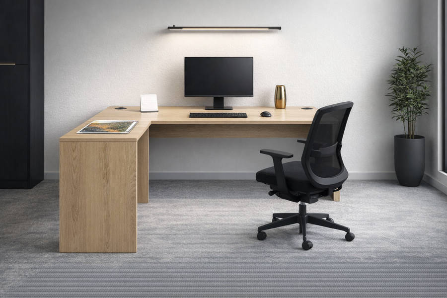 Denver Office Furniture | L Shape Corner Desk | Washed Shale