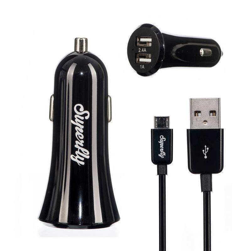 Superfly Dual USB Car Charger with 1.2m Micro USB Cable - Black