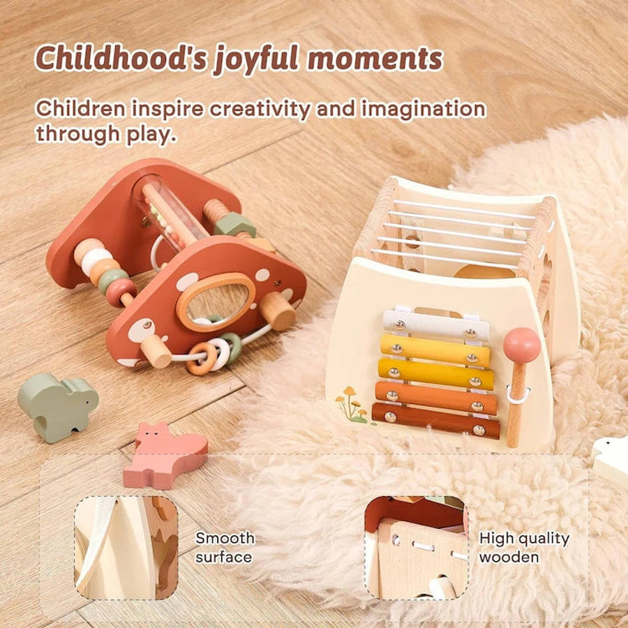 5 in 1 Mushroom Wooden Activity Cube