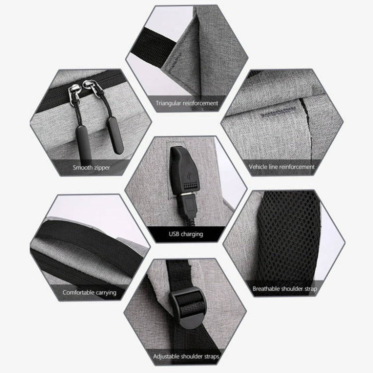 USB Charging Double Shoulder Backpack | Black