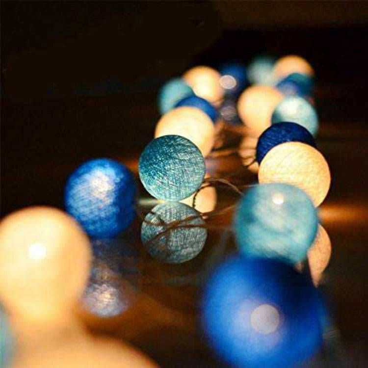 Cotton Balls String Lights | 20 Blue