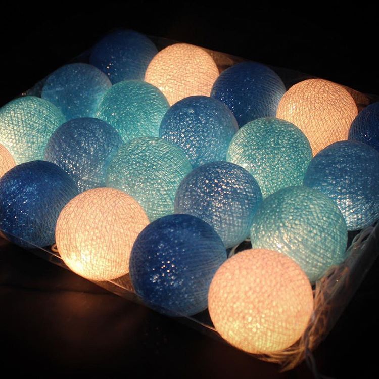 Cotton Balls String Lights | 20 Blue