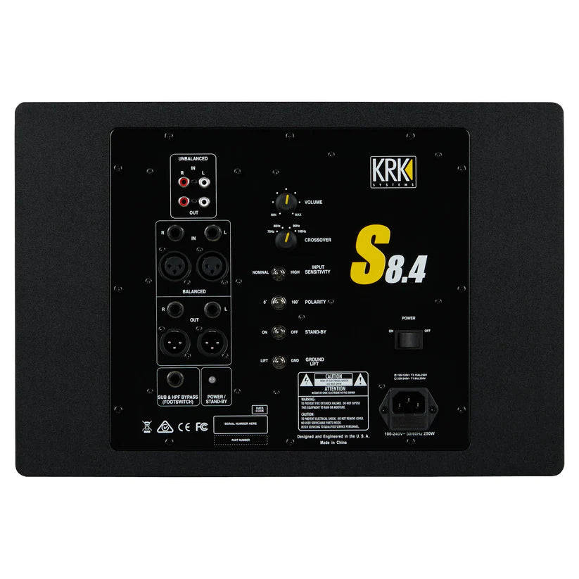 KRK Systems S8.4 Powered Studio Subwoofer - Each - Black