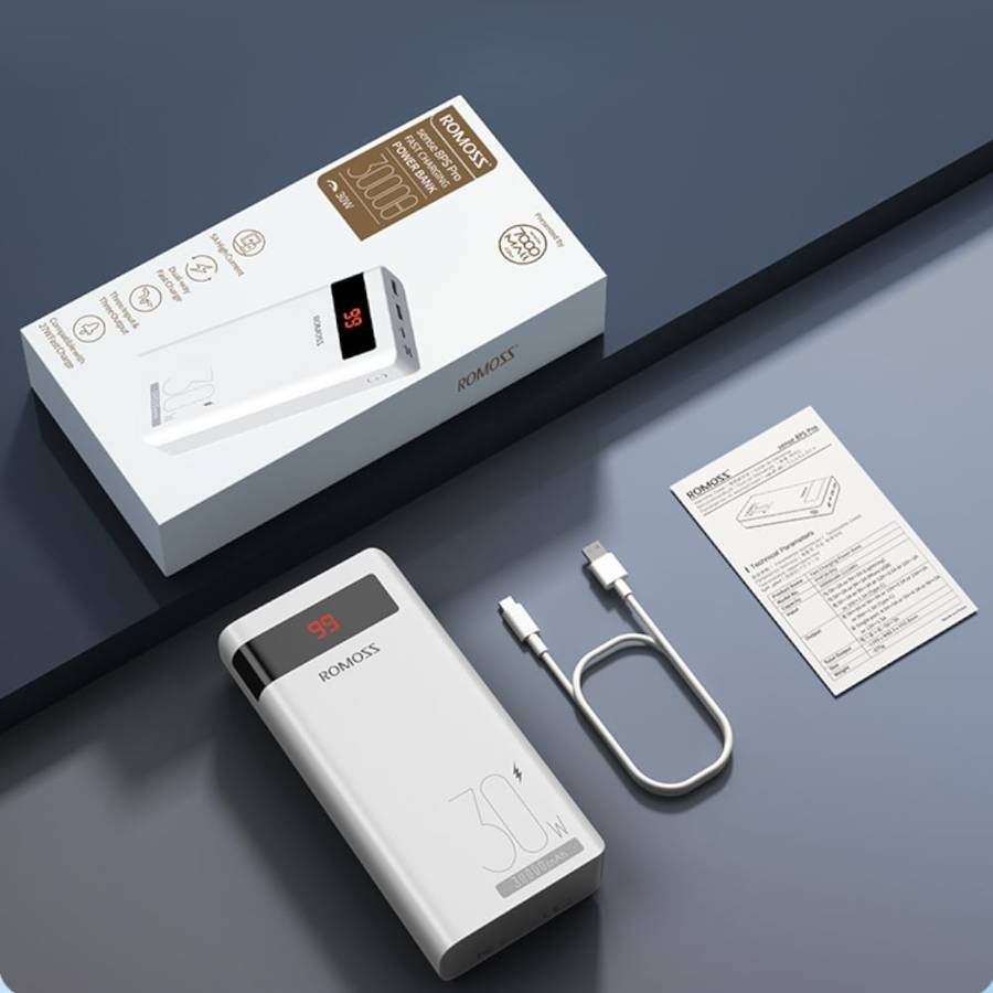 Romoss Sense 8PS Pro 30000mAh 30W Fast Charge Power Bank  White