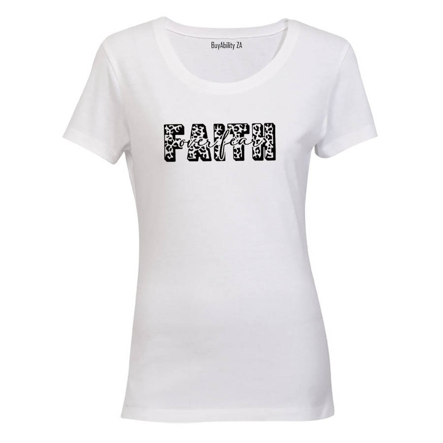 Faith Over Fear - Leopard Print - Ladies - T-Shirt