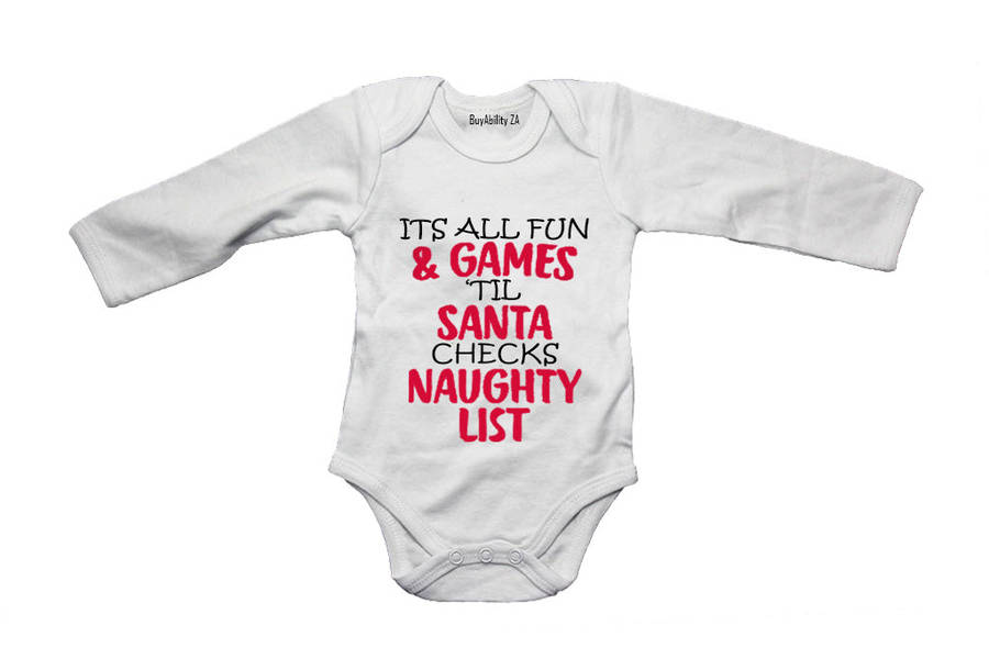 Fun and Games Christmas Naughty List! - Baby Grow