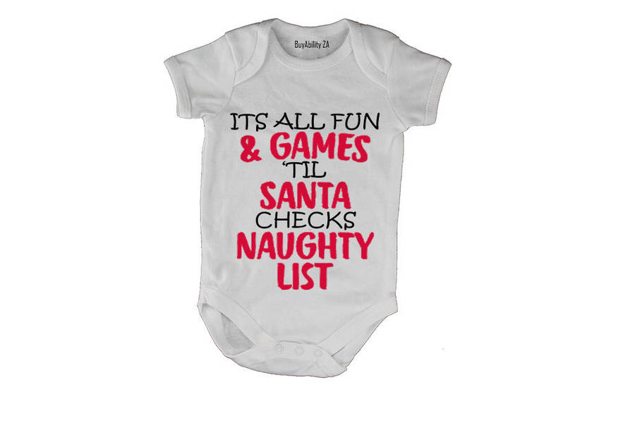 Fun and Games Christmas Naughty List! - Baby Grow