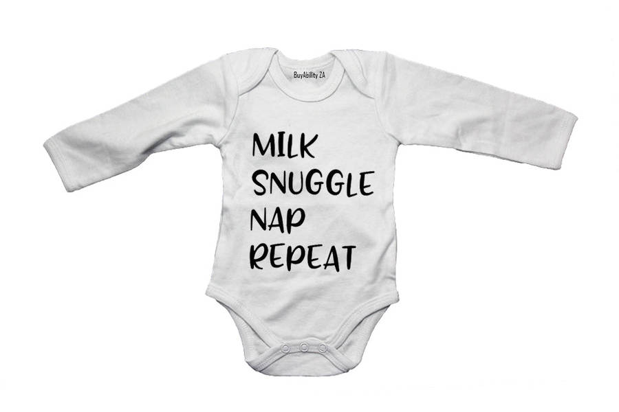 Milk. Snuggle. Nap. Repeat - Baby Grow