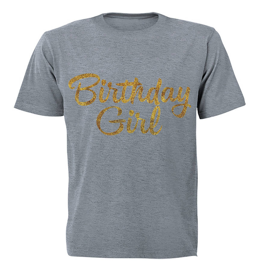 Birthday Girl - Glitter Gold - Kids T-Shirt - 13-14 Years / Grey / Short