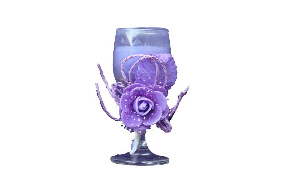 Mini Wine Glass Scented Candles, Purple with Lavender Aroma