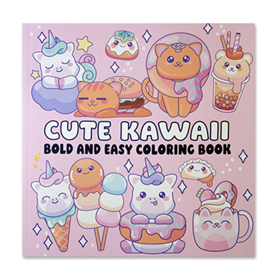 Cute Kawaii : Bold and Easy Coloring Book