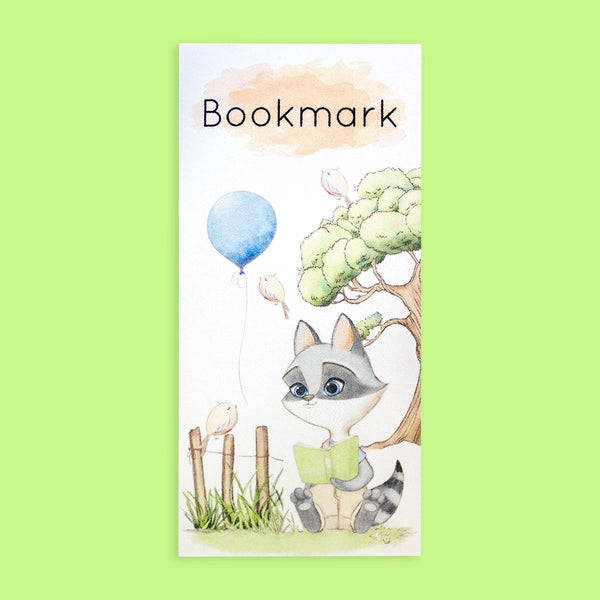 Garden Picnic Raccoon Long Magnetic Bookmark