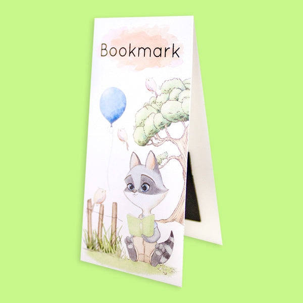 Garden Picnic Raccoon Long Magnetic Bookmark