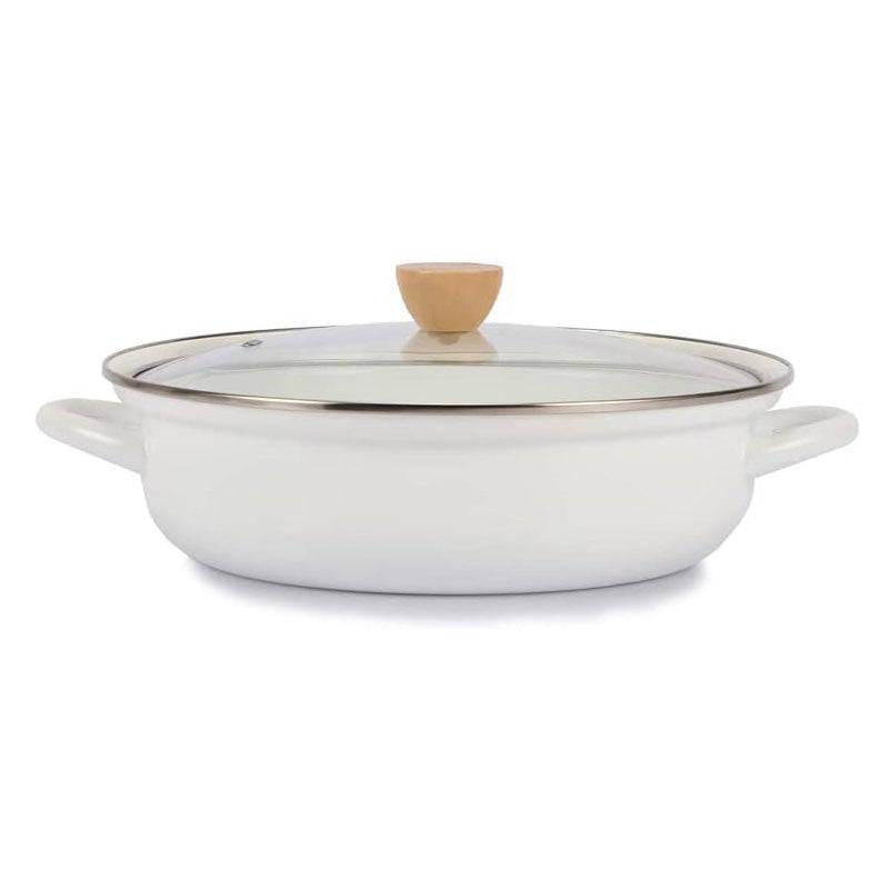 Agate Enamel Shallow Casserole 27cm with boil over guard design