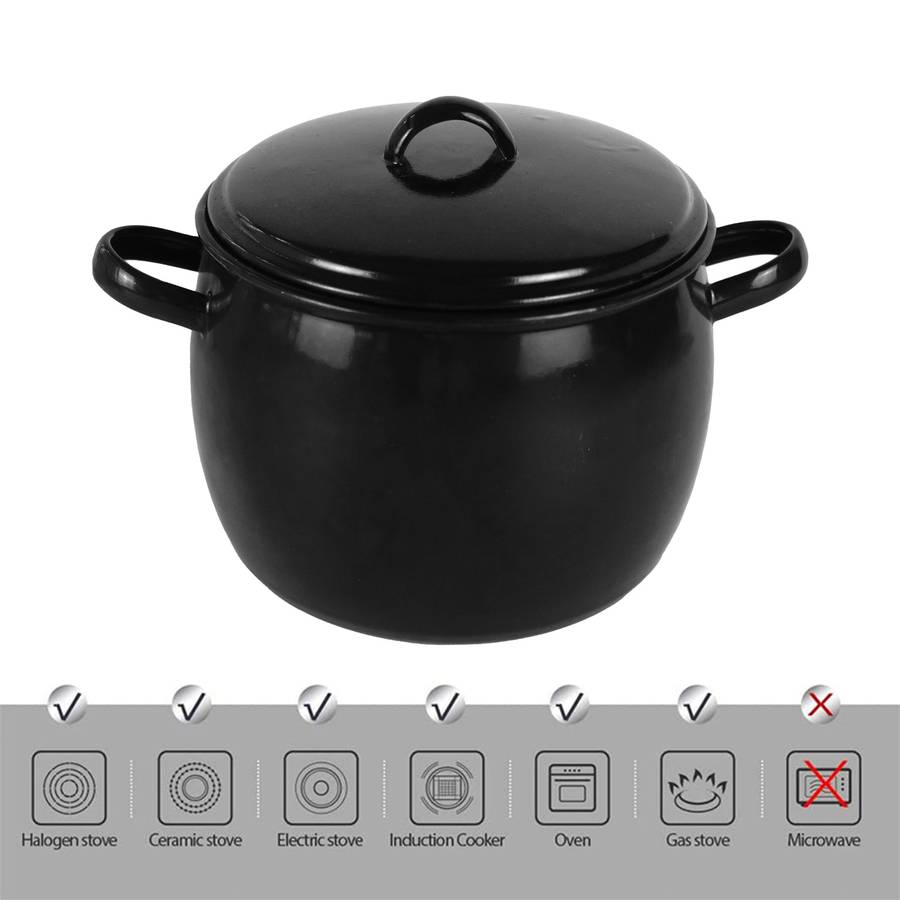 New World Enamel Bow Handle Belly Pot