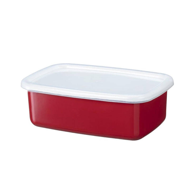 Enamel Rectangular Food Container Butter Dish with Plastic Lid (for 250g butter)