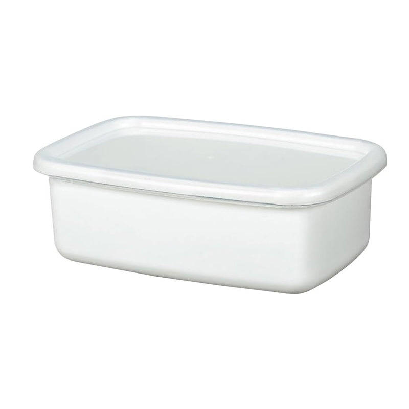 Enamel Rectangular Food Container Butter Dish with Plastic Lid (for 250g butter)