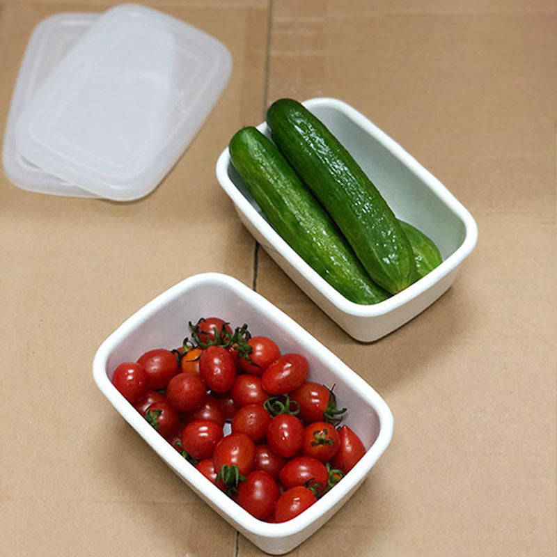 Enamel Rectangular Food Container Butter Dish with Plastic Lid (for 250g butter)