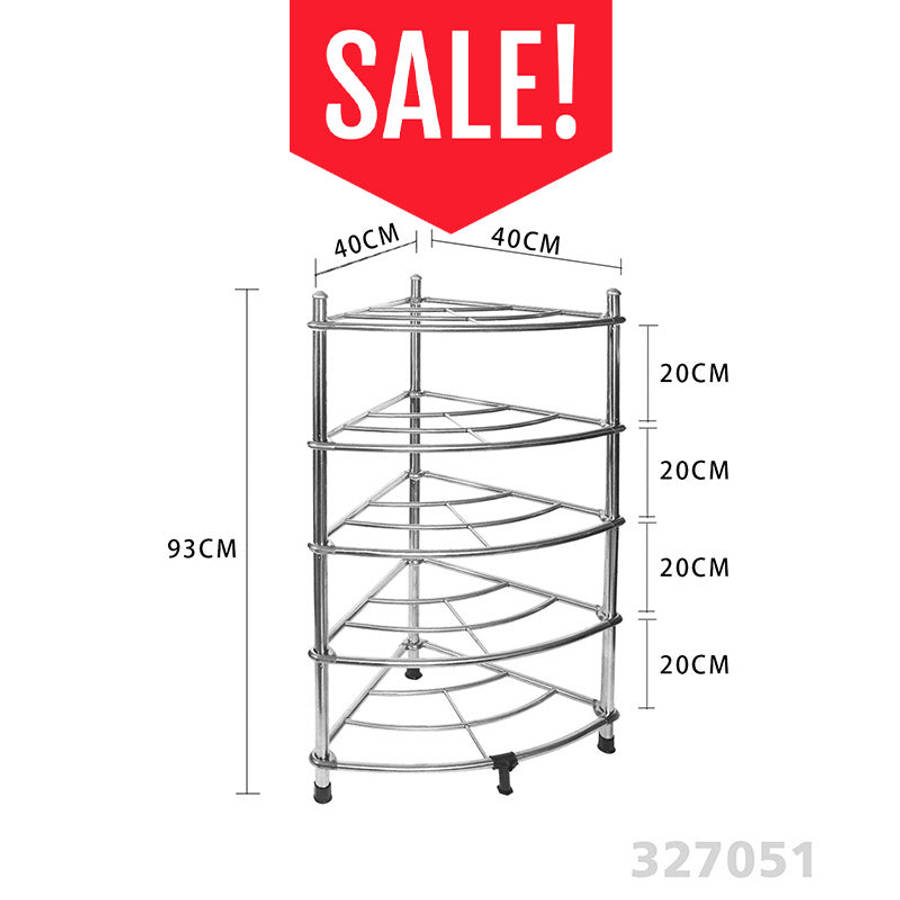 Stainless Steel 5-tier Giant Pot Stand Kitchen Organizer Corner Rack (Pots not included)