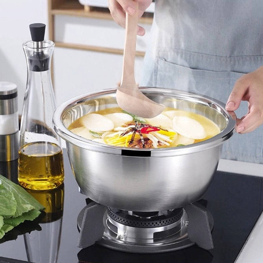 Stainless Steel Wide Edge Deep Mixing Bowl