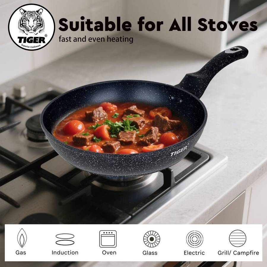 New Arrival!!! Tiger Non-Stick Marble Coating Fry Pan 24cm Black