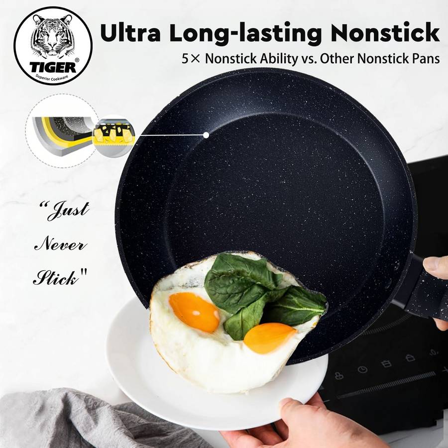 New Arrival!!! Tiger Non-Stick Marble Coating Fry Pan 24cm Black