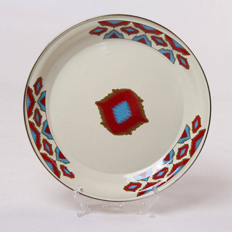 New World Enamel Plate Decorated