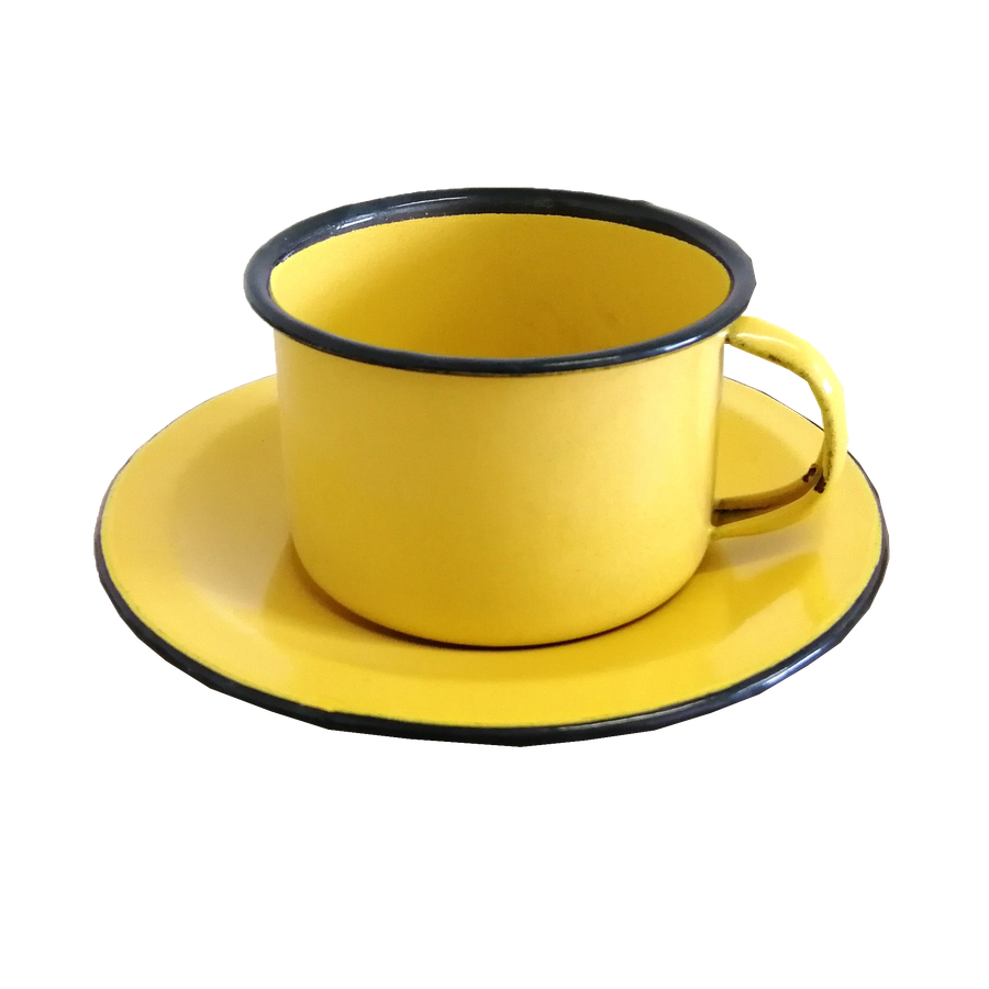 New World Enamel 9cm Mug with 15cm Saucer Set