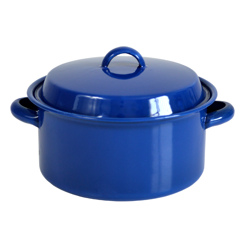 (Woolies Stock)  Color Enamel Pot 18cm - 18cm / Blue