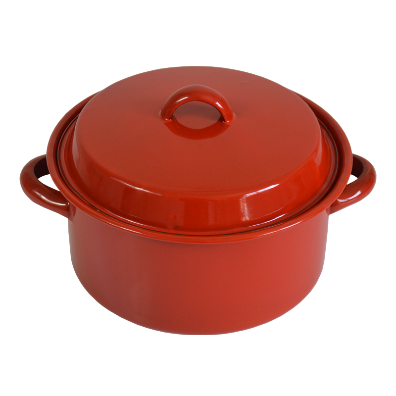 (Woolies Stock)  Color Enamel Pot 18cm - 18cm / Red