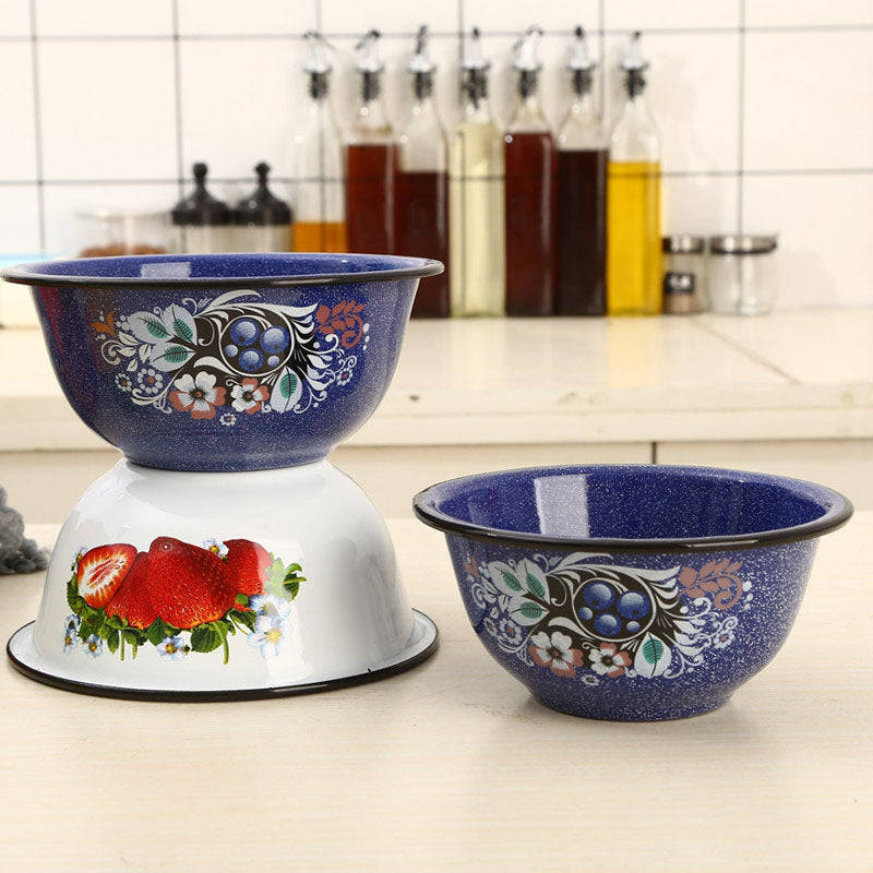 Agate Premier Quality Vintage Enamel Footed Bowl Decorated