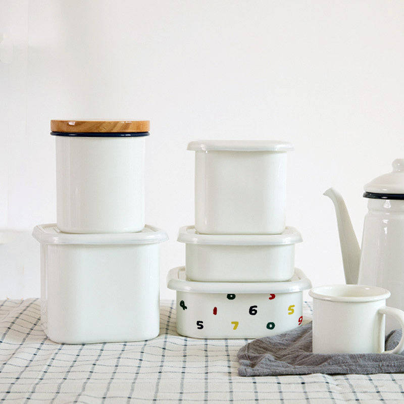 Agate Premier Quality Enamel Square Canister with Lid Decor
