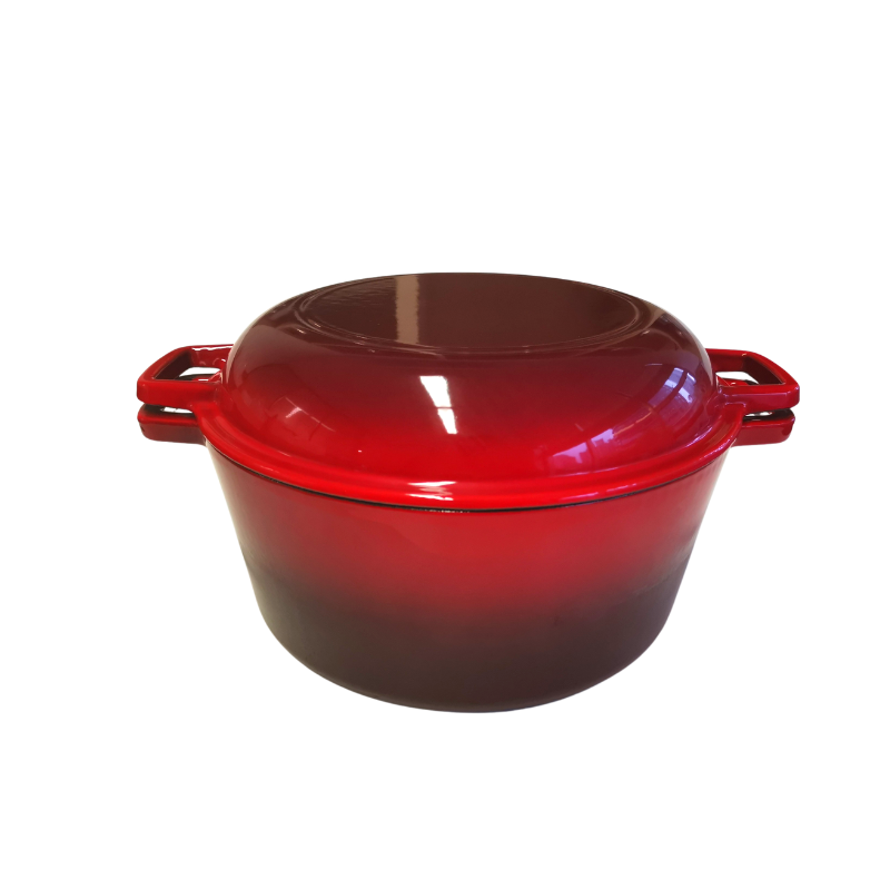 La Cocina Cast Iron 2 in 1 Casserole with Frypan Lid 26cm (one pot only) - Red