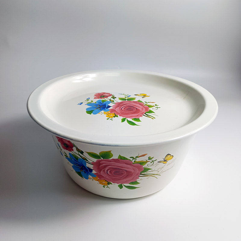 Agate Enamel Multi-Purpose Deep Mixing Bowl with Flat Lid 4L