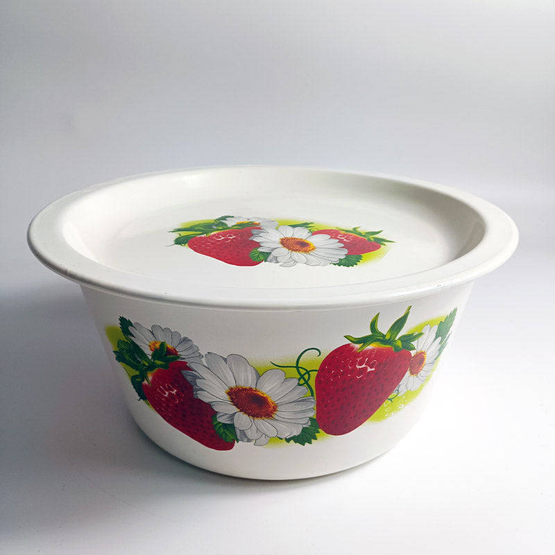 Agate Enamel Multi-Purpose Deep Mixing Bowl with Flat Lid 4L