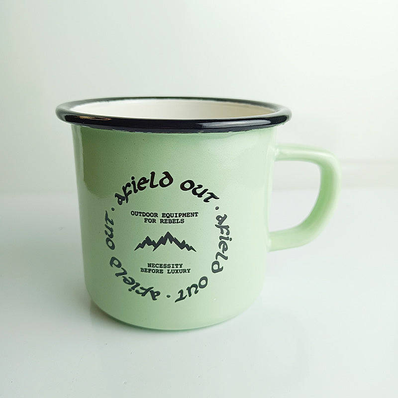 Premier Quality Color Enamel Mug 8cm Green Decorated