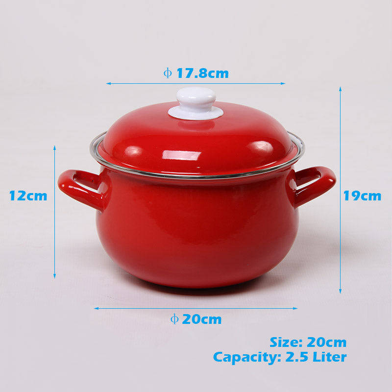 Agate Enamel Red Stockpot Stew Pot Casserole - Red / 20 cm