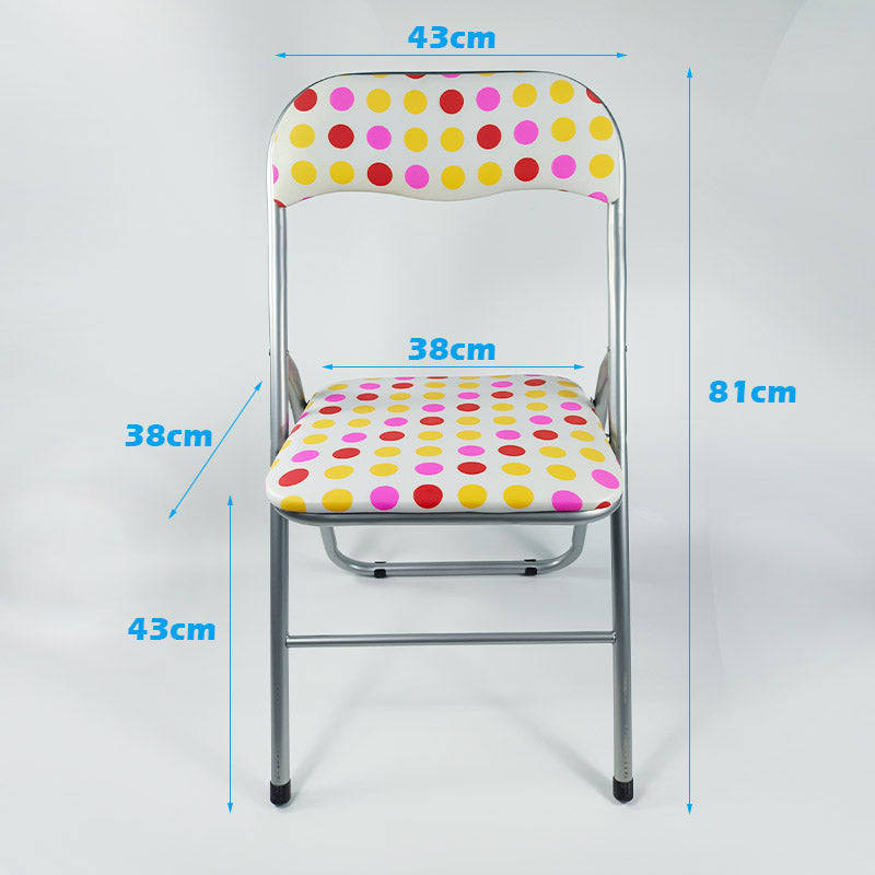 No Free Return - Steel Home Folding Chair Dotted Padded Chair