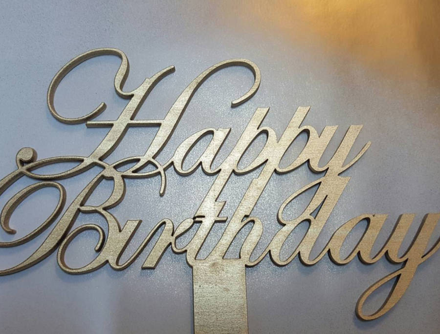 Cake Topper (Wooden) - Happy Birthday Mum / Silver