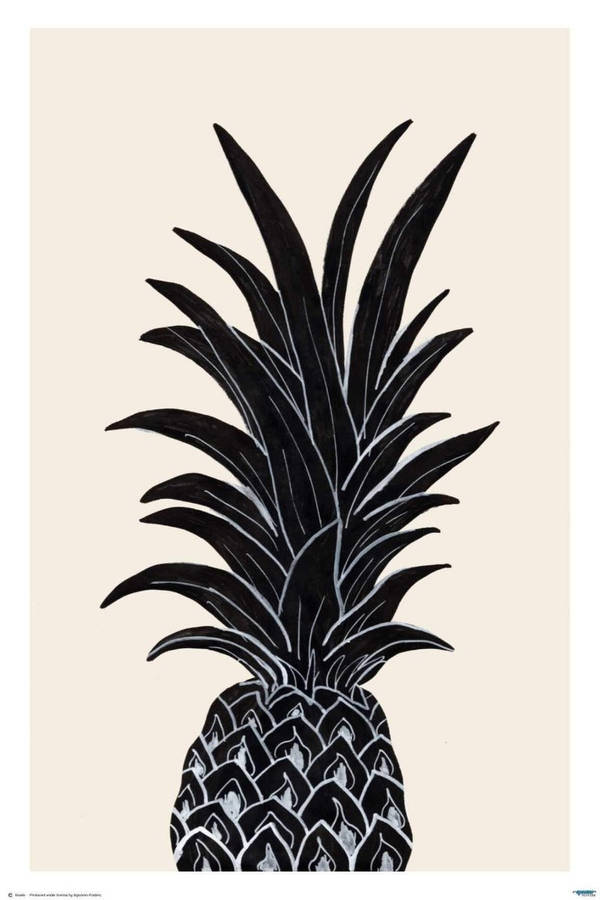 Black Pineapple  - Ink art poster - Art Poster