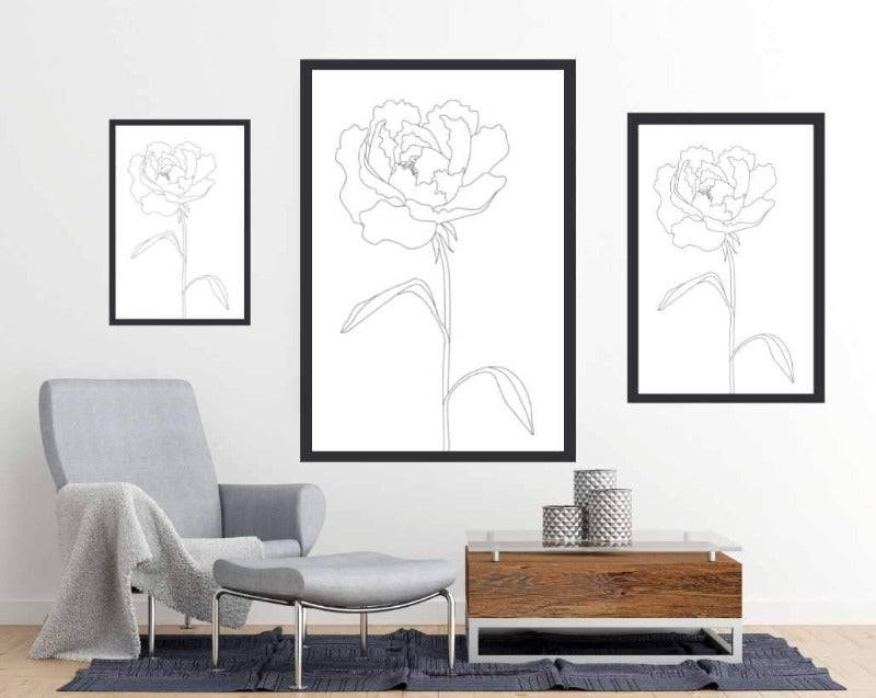 Peony Lines -  Art Poster