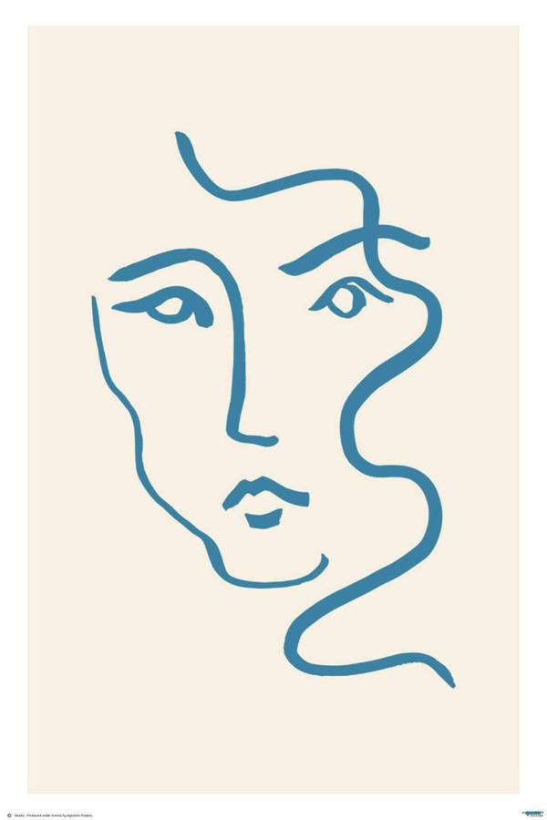 Portrait 3 Blue line art - Art Poster