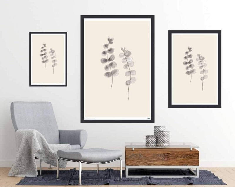 Eucalyptus Twigs (two)- line art poster - Art Poster