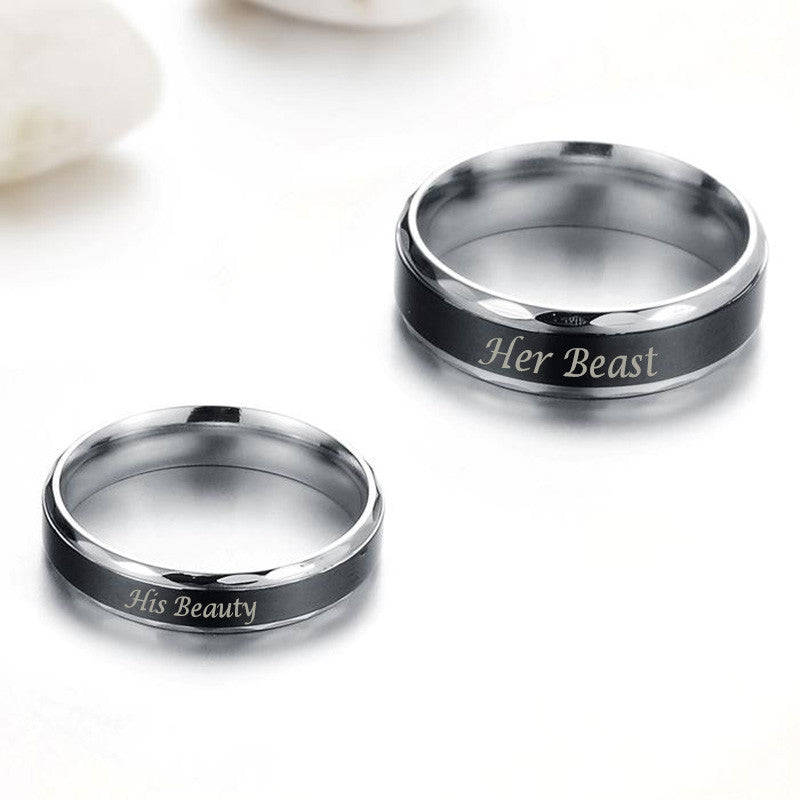 AZIZ BEKKAOUI Couple Wedding Rings For Lovers (Beauty and her Beast) - 7 / Her Beast for men