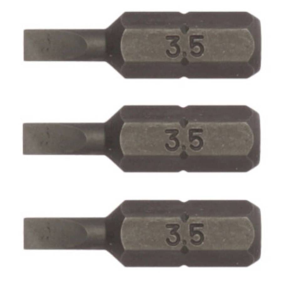 3PC 1/4inch Hex Drive 0.6X3.5MM Flat Bit 25MM