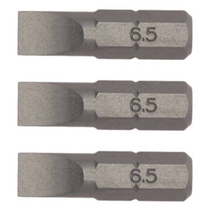 3PC 1/4inch Hex Drive 1.2X6.5MM Flat Bit 25MM