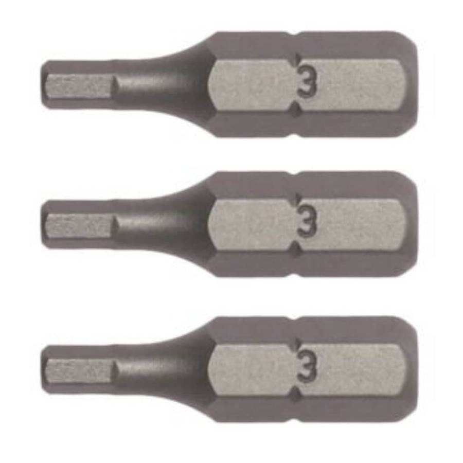 3PC 1/4inch Hex Drive 3MM Hex Bit 25MM